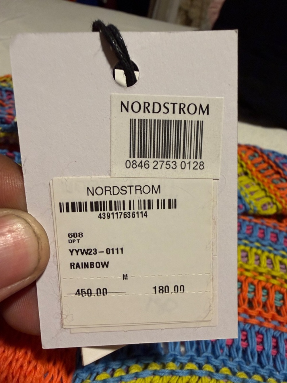 YanYan Multicolor Striped Crochet Cardigan with Orange Trim - Picture 2 of 2